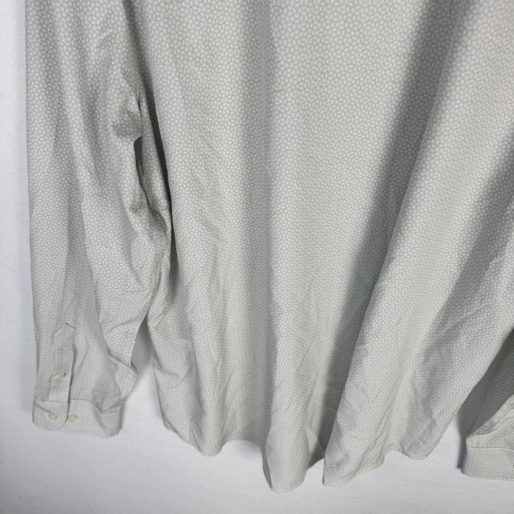 Perry Ellis Mens XXL Slim Fit Total Stretch Shirt Egret Geometric 4JFW7020PS NWT